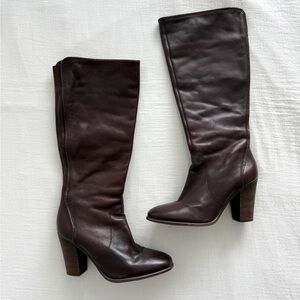 Vince Camuto Tall Brown Leather Knee High Heeled Boots